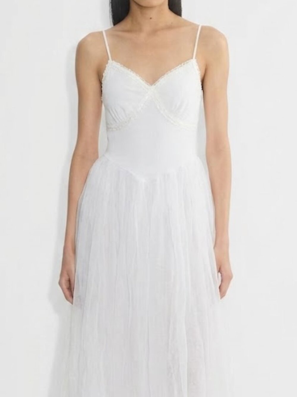Aura Girl Tulle Ballet Inspired Mesh Midi Dress with Lace Trim in size Small